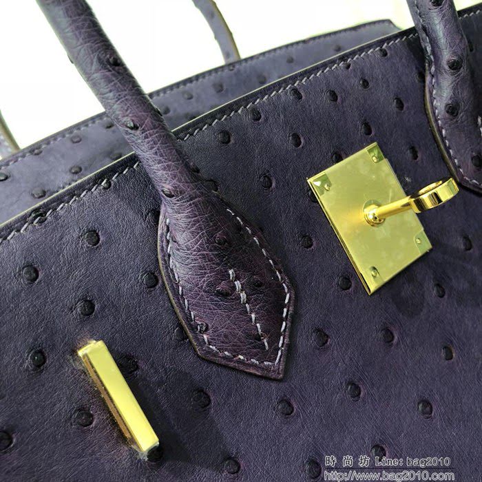 HERMES愛馬仕 鉑金包 Birkin 30 南非原產KK級鴕鳥皮 頂級工藝 手縫蠟線 時尚手提肩背包  Ama1417